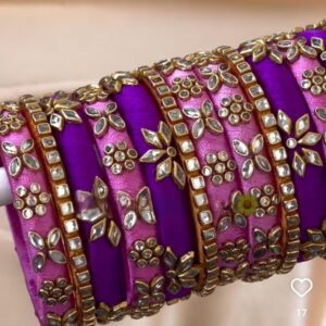 Party Wear - 14 Bangles Set (Purple & Pink Combo)